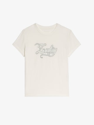 T-shirt Walk - Short-sleeved T-shirt with "Zadig" embroidery with strass on the front.