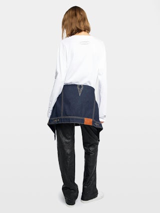 T-shirt Io - T-shirt court à manches longues, col rond avec imprimé et strass.