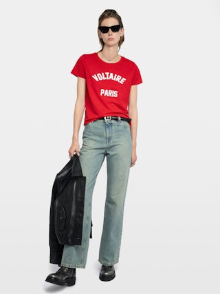 Alys T-shirt - Short-sleeved T-shirt with wording patch on the front.