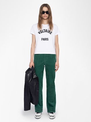 Alys T-shirt - Short-sleeved T-shirt with wording patch on the front.