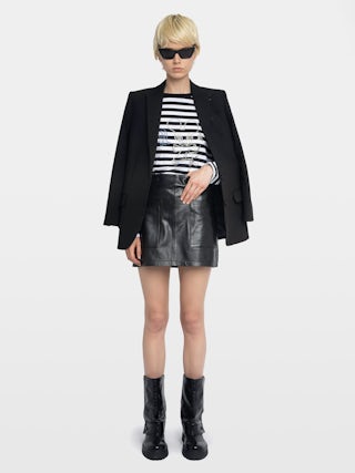 T-shirt Edwini - T-shirt manches longues rayé avec strass à l'avant.