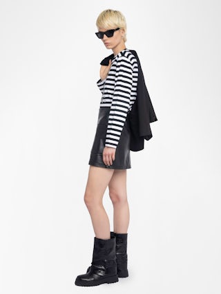 Edwini T-shirt - Long-sleeved striped T-shirt with rhinestone detail on front.