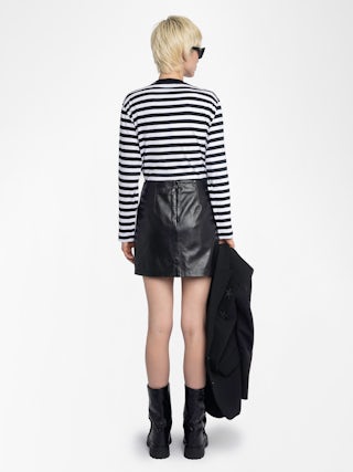 Edwini T-shirt - Long-sleeved striped T-shirt with rhinestone detail on front.