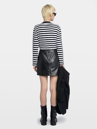 T-shirt Edwini - T-shirt manches longues rayé avec strass à l'avant.