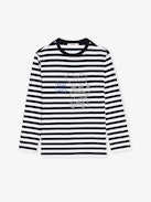 T-shirt Edwini - T-shirt a maniche lunghe a righe con dettaglio di strass sul davanti.
