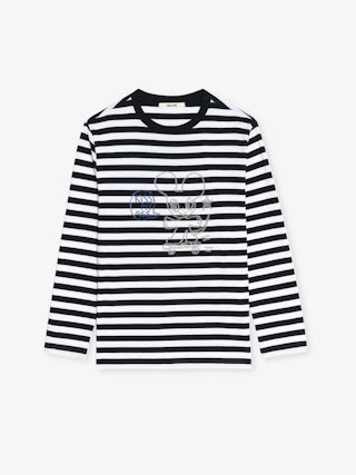 Edwini T-shirt - Long-sleeved striped T-shirt with rhinestone detail on front.