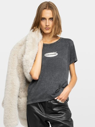 T-shirt Alys - T-shirt col rond et manches courtes avec customisation strass.