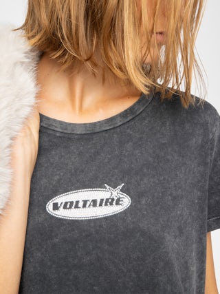 T-Shirt Alys - T-Shirt mit Rundhals und kurzen Ärmeln mit Strass-Verzierung.