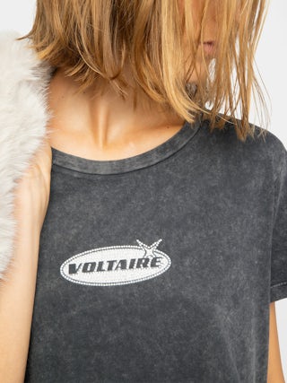 T-shirt Alys - T-shirt col rond et manches courtes avec customisation strass.