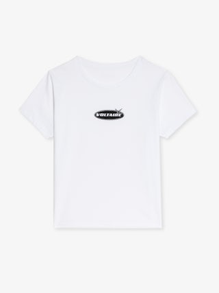 Alys T-shirt - Round-neck, short-sleeve T-shirt with rhinestone customization.