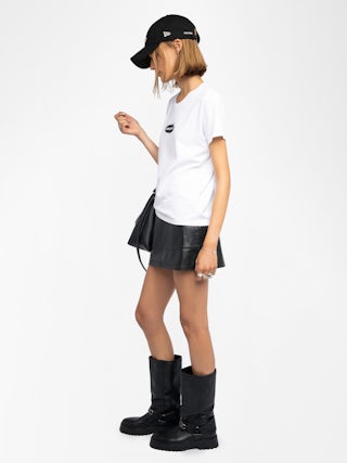 Alys T-shirt - Round-neck, short-sleeve T-shirt with rhinestone customization.