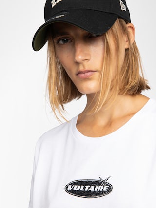 Alys T-shirt - Round-neck, short-sleeve T-shirt with rhinestone customization.