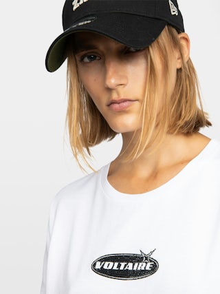 T-shirt Alys - T-shirt col rond et manches courtes avec customisation strass.