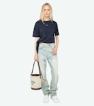 Edda T-shirt - Asymmetric short-sleeved T-shirt with rhinestones on the front.