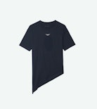 Edda T-shirt - Asymmetric short-sleeved T-shirt with rhinestones on the front.