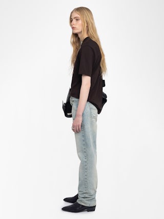 Edwin T-shirt - Oversized long sleeve T-shirt with rhinestone skull on the front.