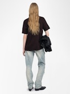 T-shirt Edwin - T-shirt oversize a maniche lunghe con teschio in strass sul davanti.