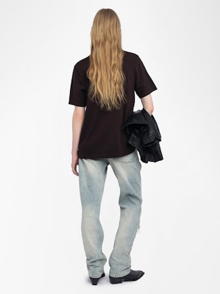 Edwin T-shirt - Oversized long sleeve T-shirt with rhinestone skull on the front.