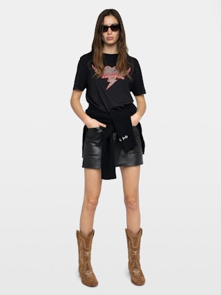 Edwin T-shirt - Round neck short-sleeve T-shirt with lettering and rhinestones.