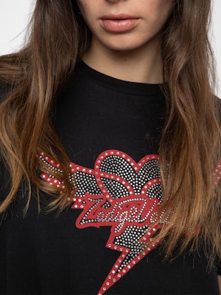 Edwin T-shirt - Round neck short-sleeve T-shirt with lettering and rhinestones.