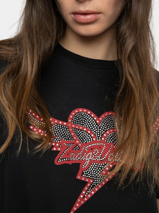 Edwin T-shirt - Round neck short-sleeve T-shirt with lettering and rhinestones.