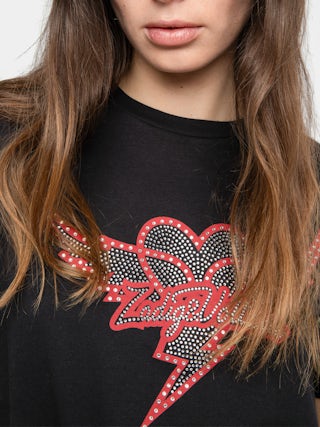 Edwin T-shirt - Round neck short-sleeve T-shirt with lettering and rhinestones.