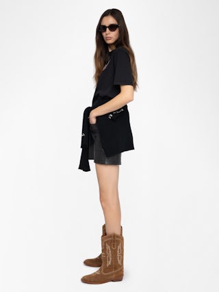 Edwin T-shirt - Round neck short-sleeve T-shirt with lettering and rhinestones.