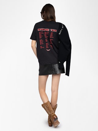 Edwin T-shirt - Round neck short-sleeve T-shirt with lettering and rhinestones.