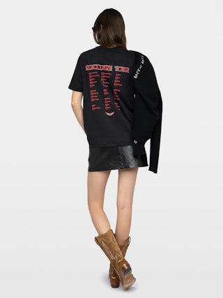 Edwin T-shirt - Round neck short-sleeve T-shirt with lettering and rhinestones.