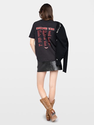 T-shirt Edwin - T-shirt col rond manches courtes avec écriture et strass.