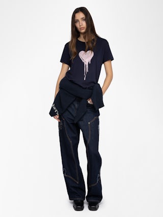 T-shirt Walk - T-shirt col rond et manches courtes avec customisation strass.