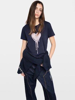 T-shirt Walk - T-shirt col rond et manches courtes avec customisation strass.