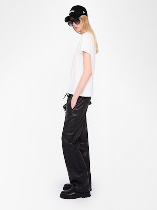 Walk T-shirt - Round neck t-shirt with short sleeves featuring rhinestone embellishment.