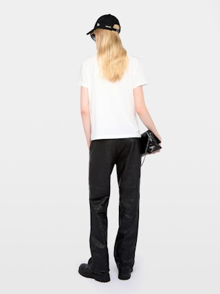 Walk T-shirt - Round neck t-shirt with short sleeves featuring rhinestone embellishment.