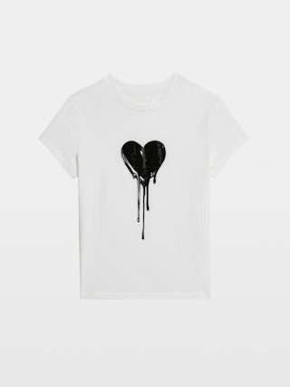 Walk T-shirt - Round neck t-shirt with short sleeves featuring rhinestone embellishment.