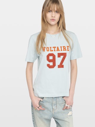 T-shirt Boo - Short-sleeve T-shirt with front print and rhinestones.