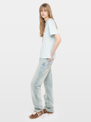 T-shirt Boo - Short-sleeve T-shirt with front print and rhinestones.