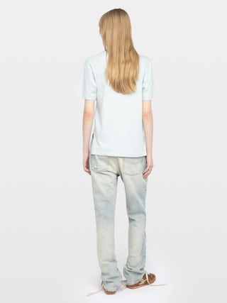 T-shirt Boo - Short-sleeve T-shirt with front print and rhinestones.