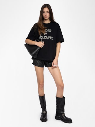 T-Shirt Tedda - T-Shirt mit Rundhalsausschnitt und kurzen Ärmeln mit Strass auf Vorder- und Rückseite.