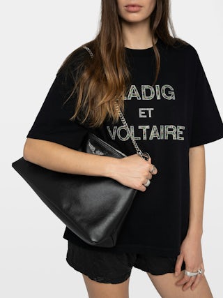 Tedda T-shirt - Round-neck short-sleeve T-shirt with rhinestones on the front and back.