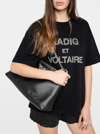 Tedda T-shirt - Round-neck short-sleeve T-shirt with rhinestones on the front and back.