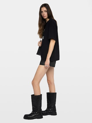 Tedda T-shirt - Round-neck short-sleeve T-shirt with rhinestones on the front and back.