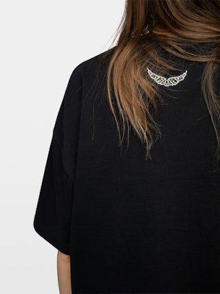 Tedda T-shirt - Round-neck short-sleeve T-shirt with rhinestones on the front and back.