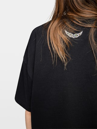 Tedda T-shirt - Round-neck short-sleeve T-shirt with rhinestones on the front and back.