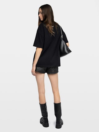 Tedda T-shirt - Round-neck short-sleeve T-shirt with rhinestones on the front and back.