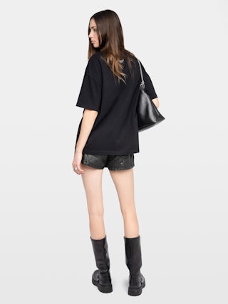 Tedda T-shirt - Round-neck short-sleeve T-shirt with rhinestones on the front and back.