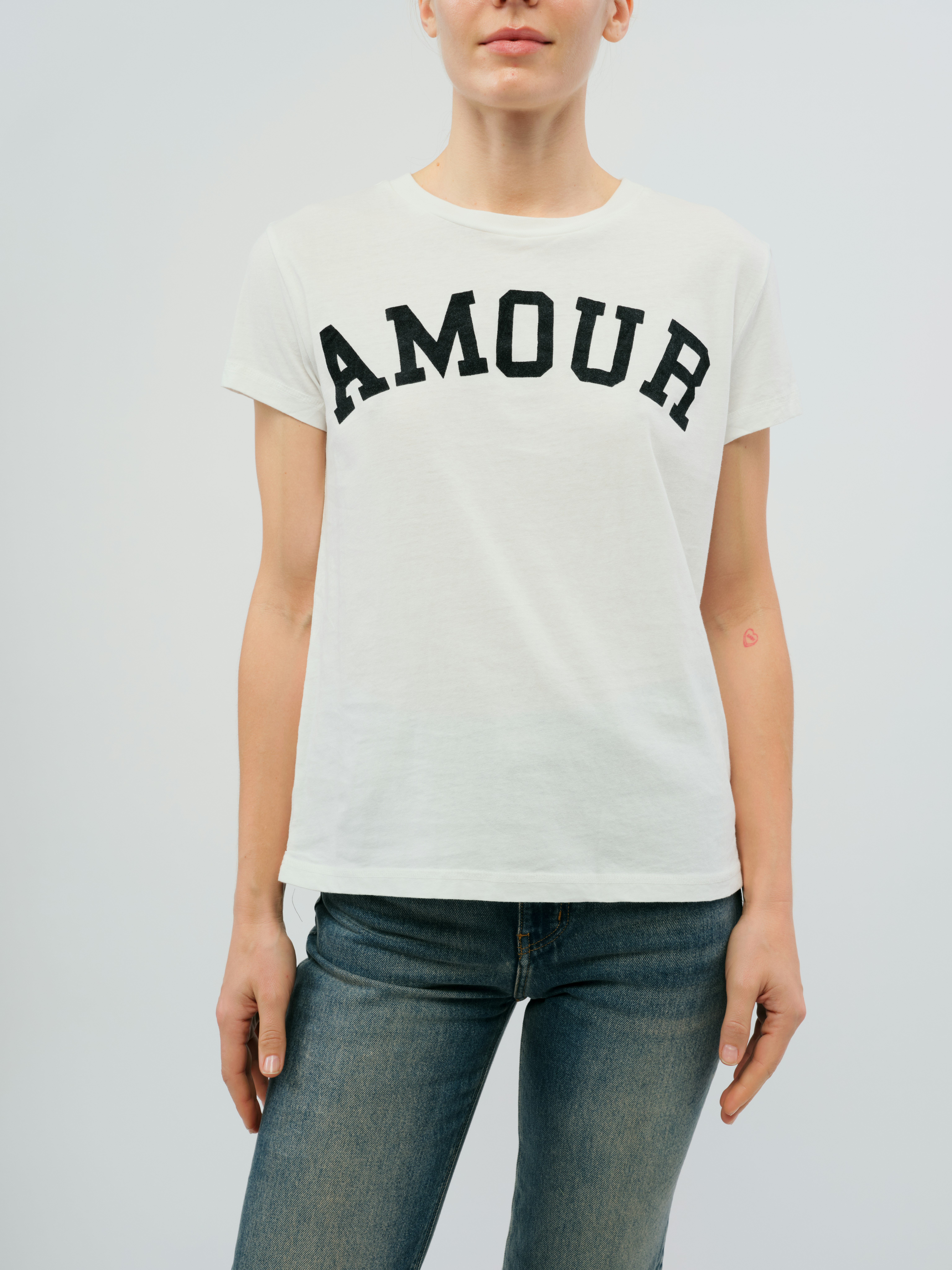 Walk Amour Flock T-Shirt - Soft T-shirt with “Amour” printed in flocked letters.