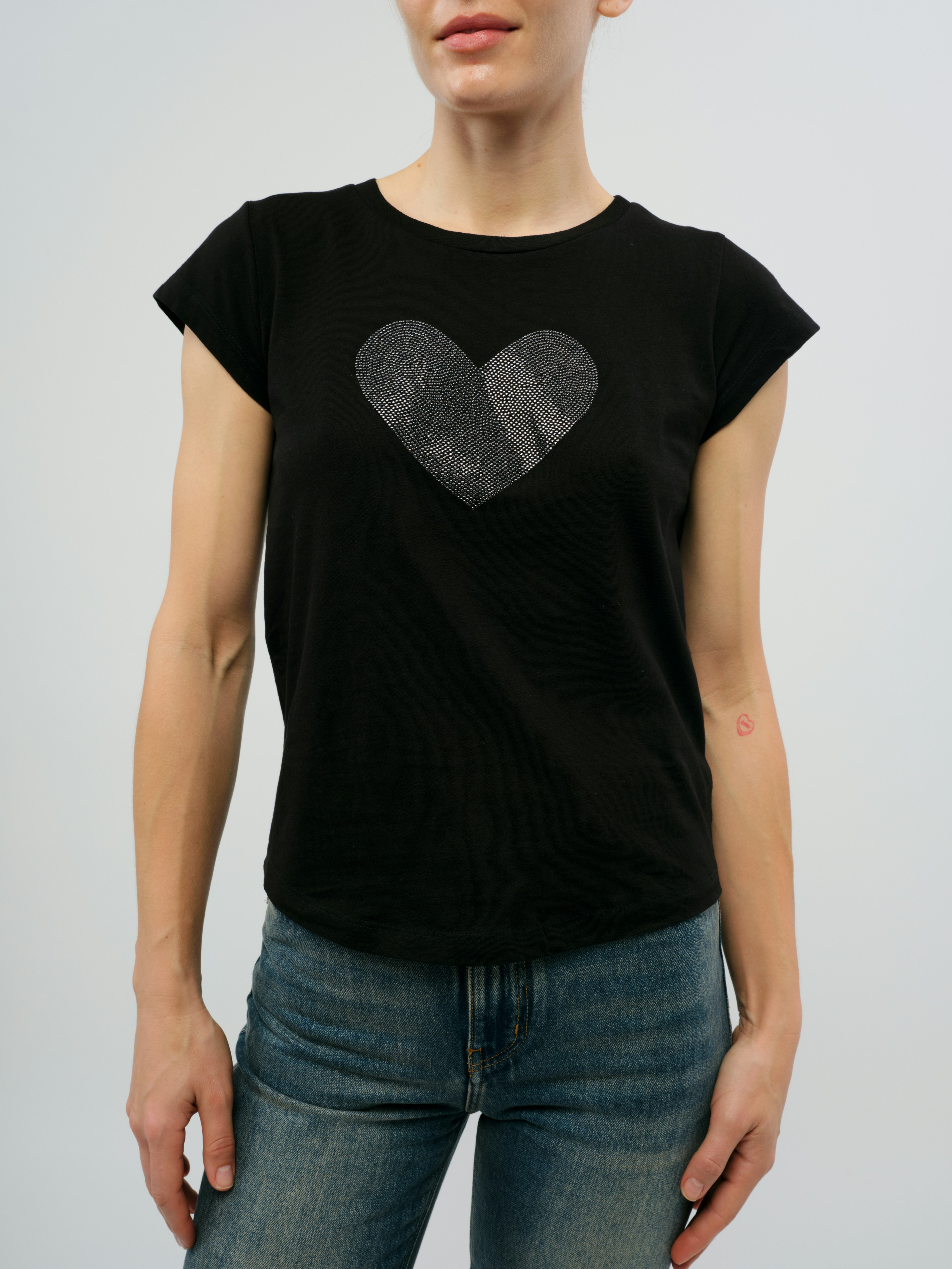 Skinny Heart T-Shirt - Slim tee with a small heart print.