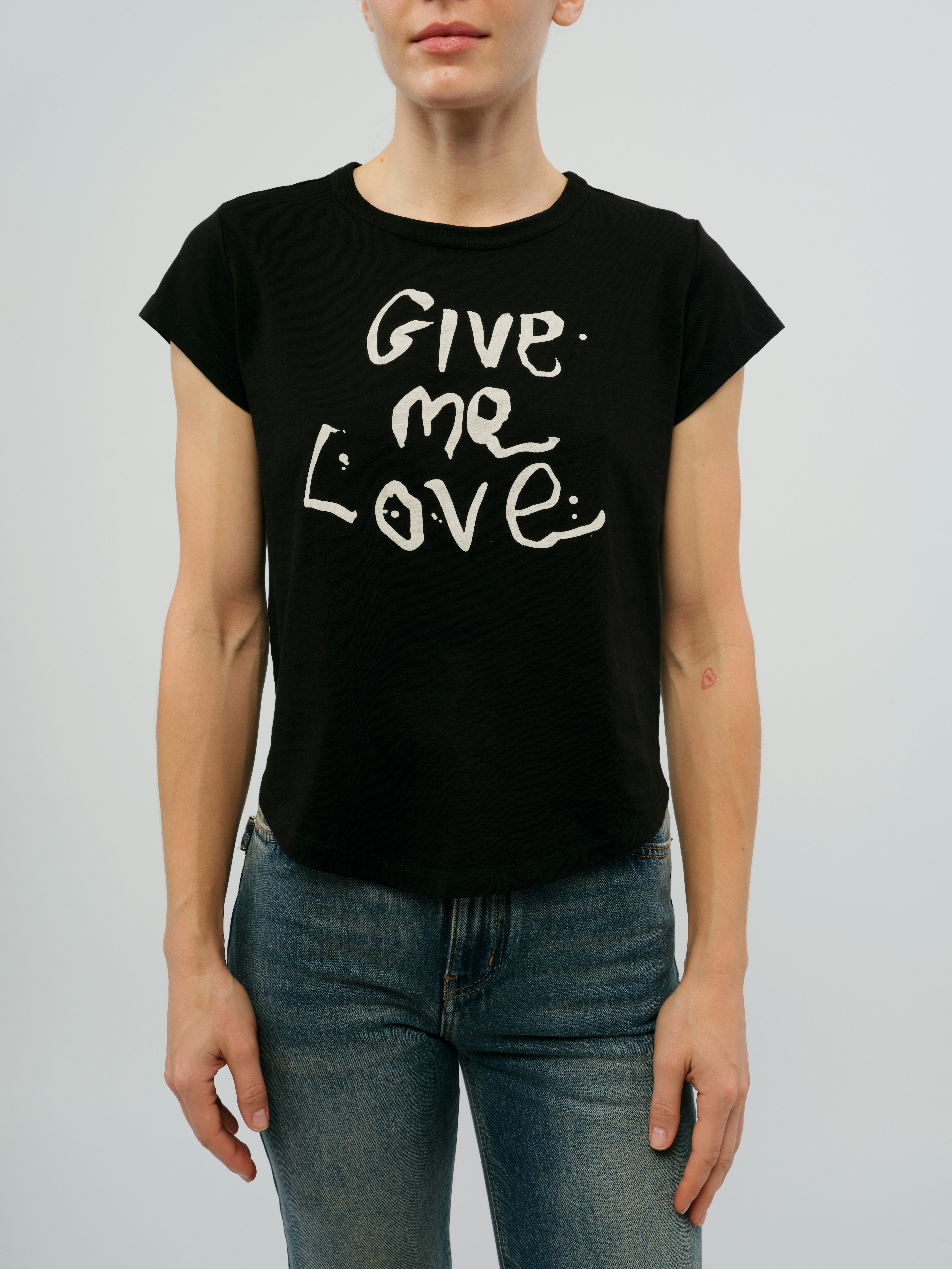 Woop Give Me Love T-Shirt - Casual T-shirt with “Give Me Love” graphic.
