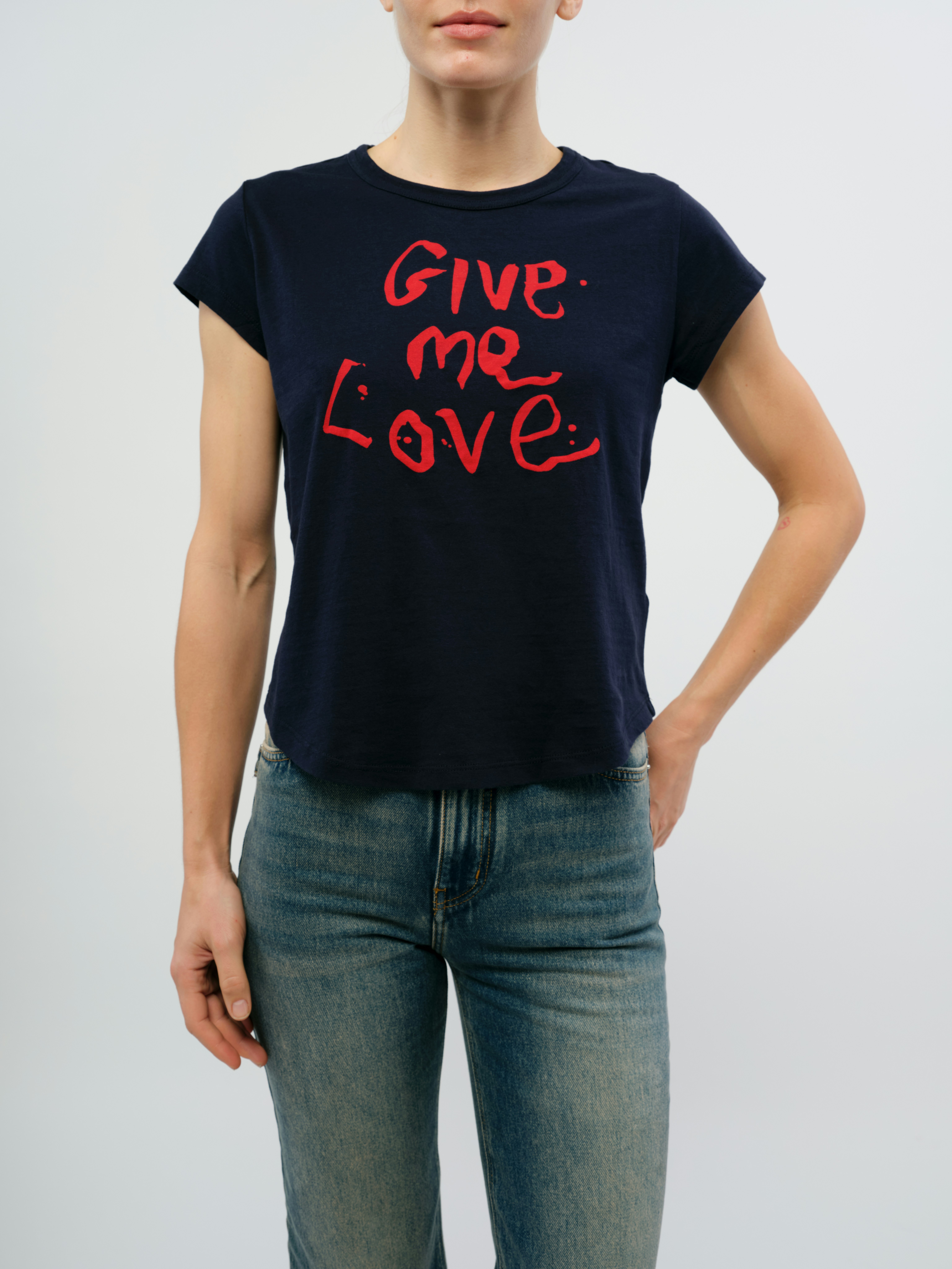Woop Give Me Love T-Shirt - Casual T-shirt with “Give Me Love” graphic.